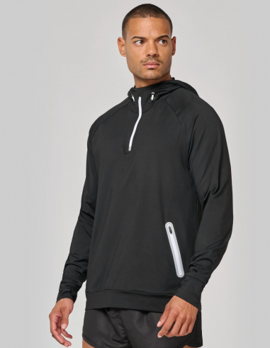 Sweat-shirt à capuche 1/4 zip sport...