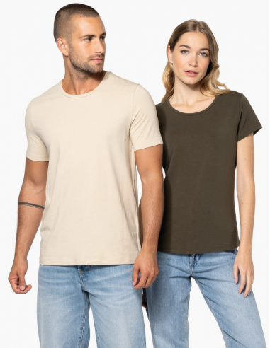 T-shirt col rond coton élasthanne