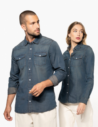 Chemise denim manches longues