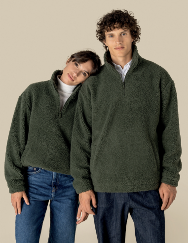 Sweat-shirt 1/4 zip sherpa Unisexe