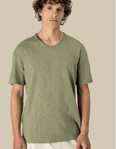 T-shirt col slub épaules tombantes