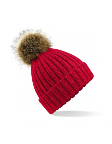 Bonnet pompon maille côtelée Enfant