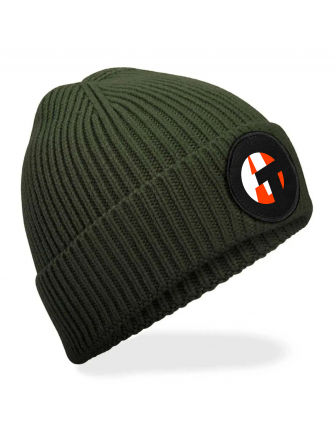 Bonnet maille côtelée patch...
