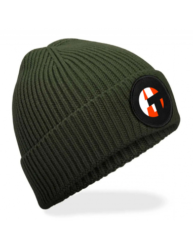 Bonnet maille côtelée patch rond