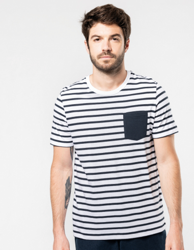 Tshirt rayé marin avec poche Homme