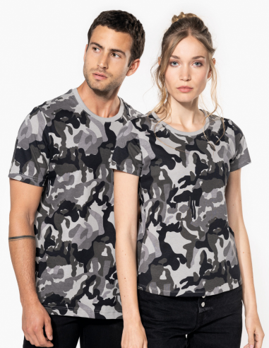 T_shirt camouflage col rond