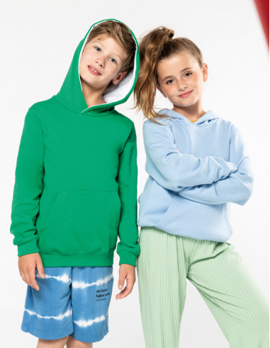 Sweat-shirt capuche contrastée Enfant