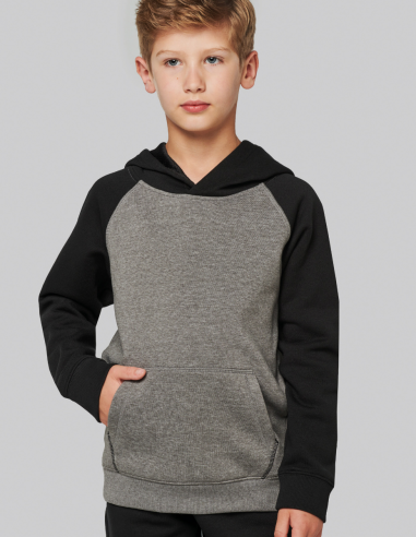 Sweatshirt capuche bicolore Enfant