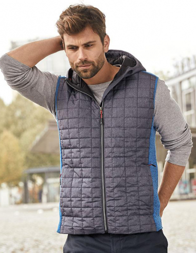 Bodywarmer bimatière capuche