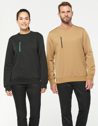 Sweat-shirt zip poche contrastée Unisexe