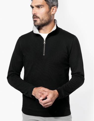 Sweat-shirt piqué col zippé Homme