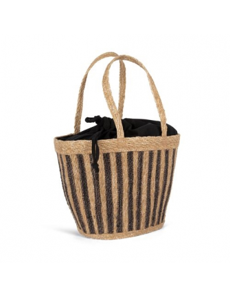 Sac panier rayé en jonc de mer 2