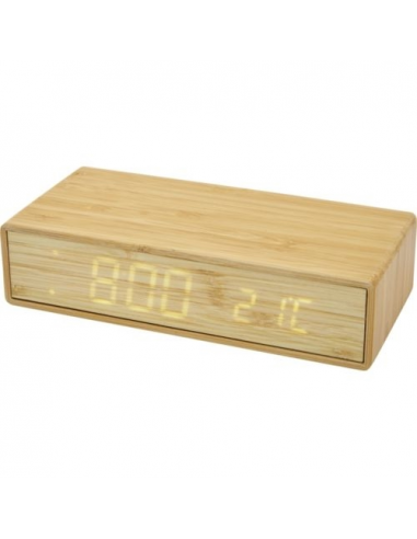Horloge chargeur induction bambou