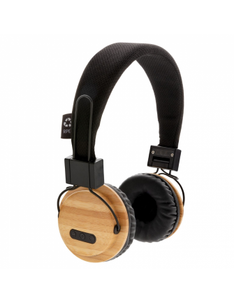 Casque audio sans fil bambou